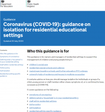 Coronavirus (COVID-19): guidance on isolation for residential educational settings [Updated July 2020] gs - GOV UK